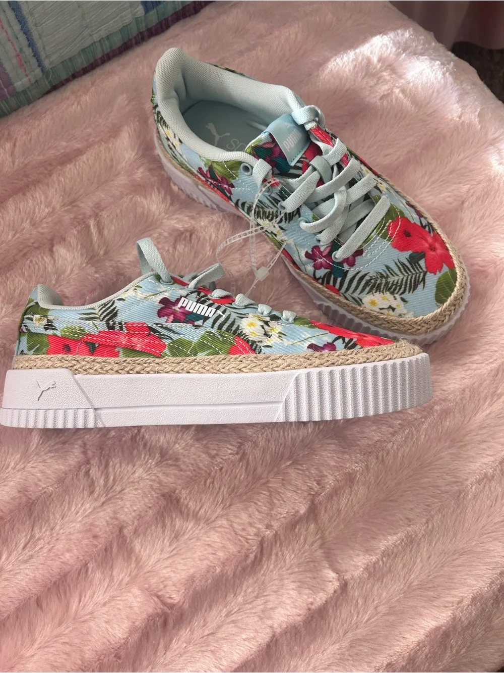 Puma Women’s Floral Platform Sneakers - Light Blue/Red/Green